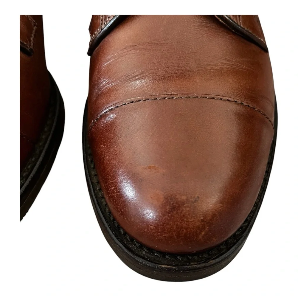 Allen Edmonds Bergland Brown Leather Derby Shoe Mens Size 7 D Lace-up Cap Toe